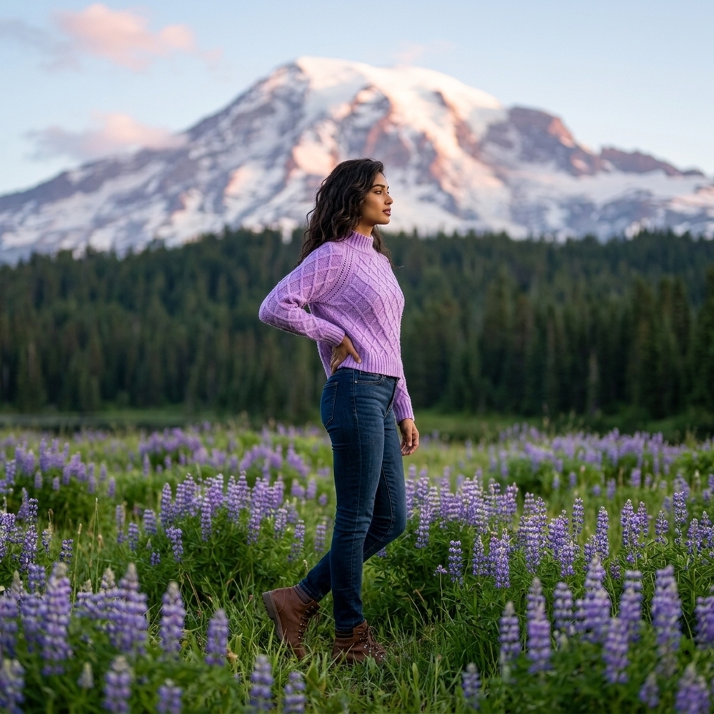 American Eagle Outfitters Purple Cable Knit Mock Neck Pullover Sweater Size S - Picture 5 of 10